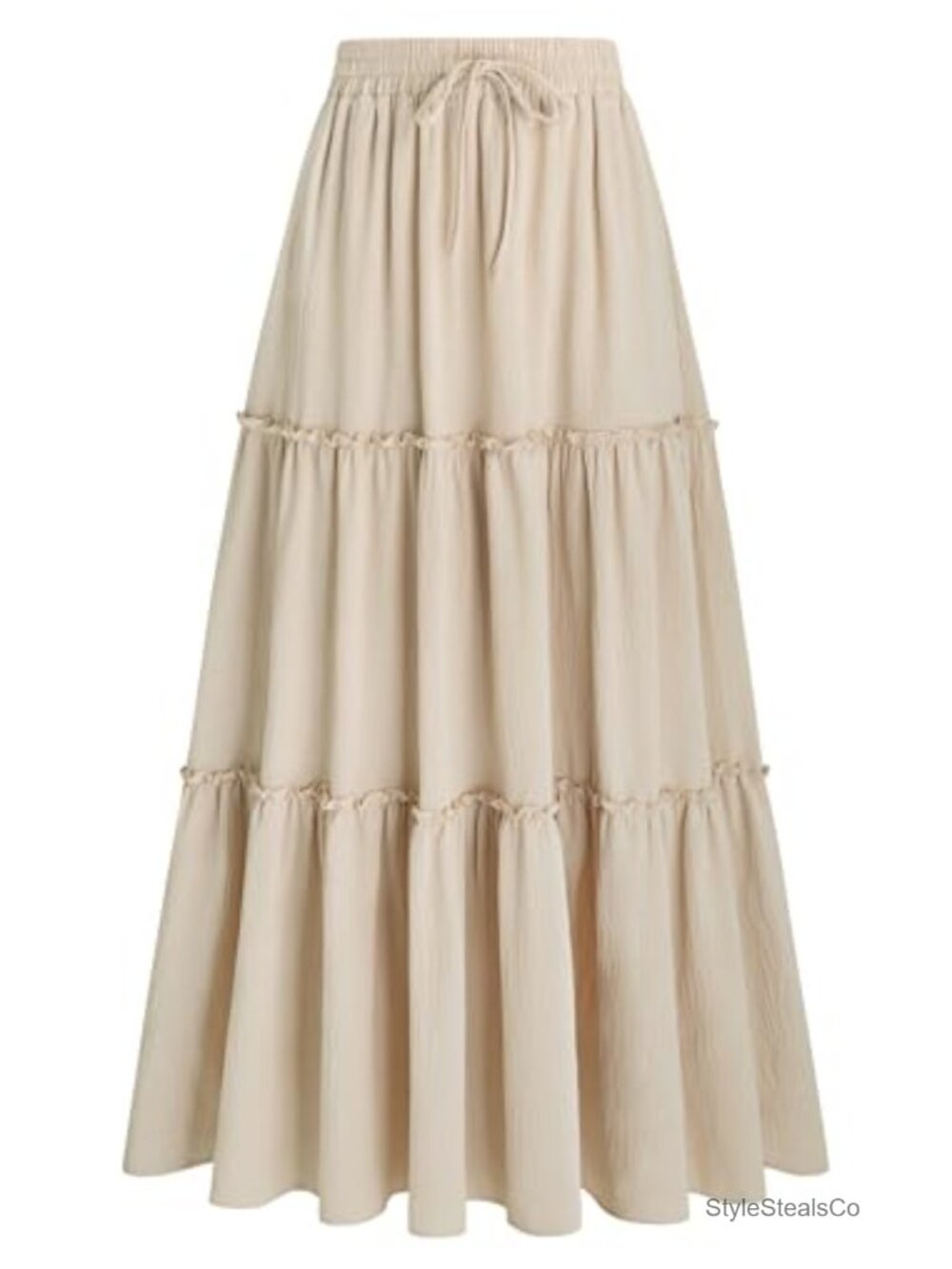 Women's Maxi Skirt High Waist Pleated Ruffle Flowy Boho Long Skirt with Pockets